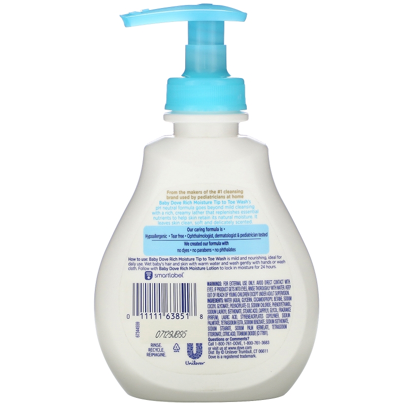 Dove, Baby, Tip to Toe Wash, Rich Moisture, 6.5 fl oz (192 ml)