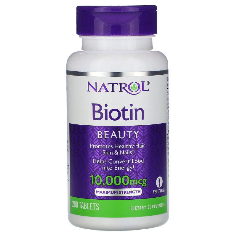 Natrol, Biotin, Maximum Strength, 10,000 mcg, 200 Tablets