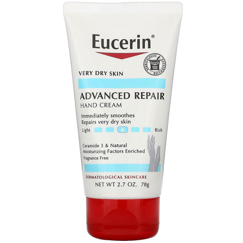 Eucerin, Крем для рук для продвинутого восстановления, без запаха, 2,7 унции (78 г)