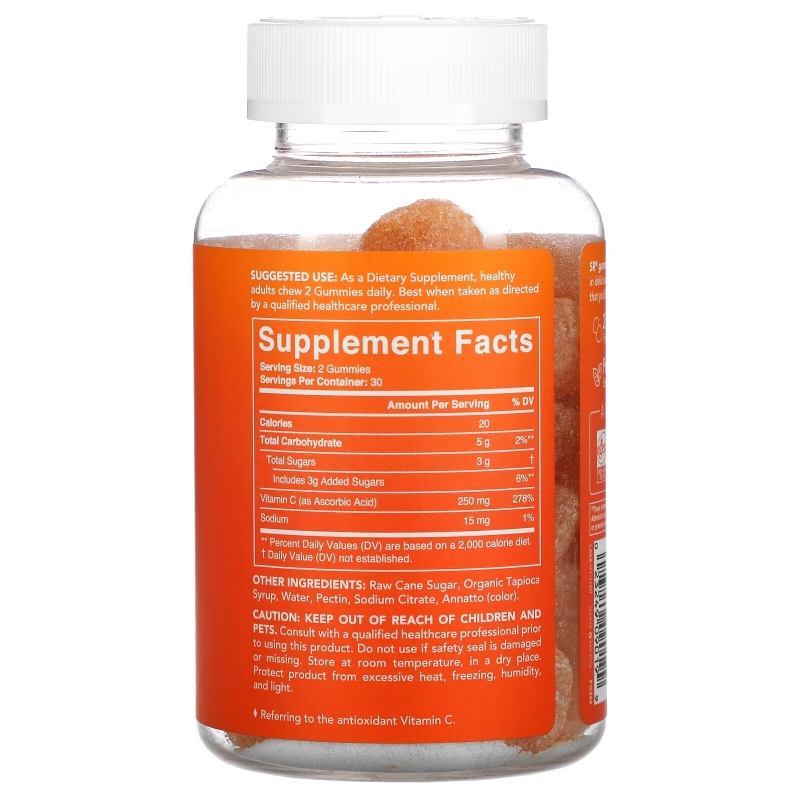 Sports Research, Vitamin C, Antioxidant Support, Natural Orange , 60 Gummies