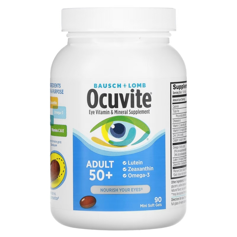 Bausch & Lomb Ocuvite, Eye Vitamin & Mineral Supplement, Adult 50+, 90 Soft Gels