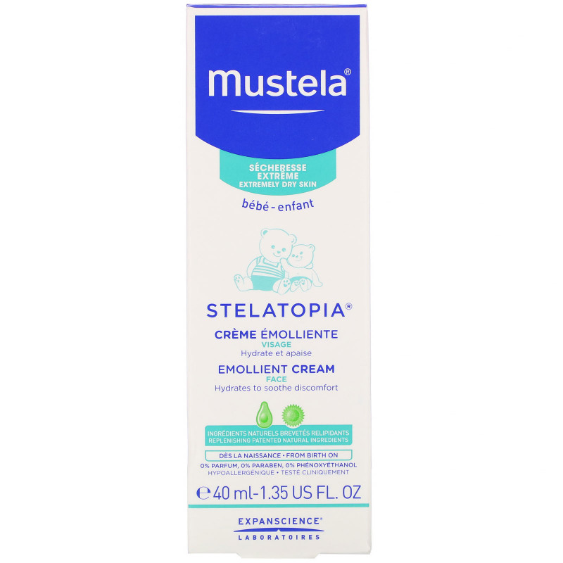 Mustela, Baby, Stelatopia Emollient Face Cream, 1.35 fl oz (40 ml)