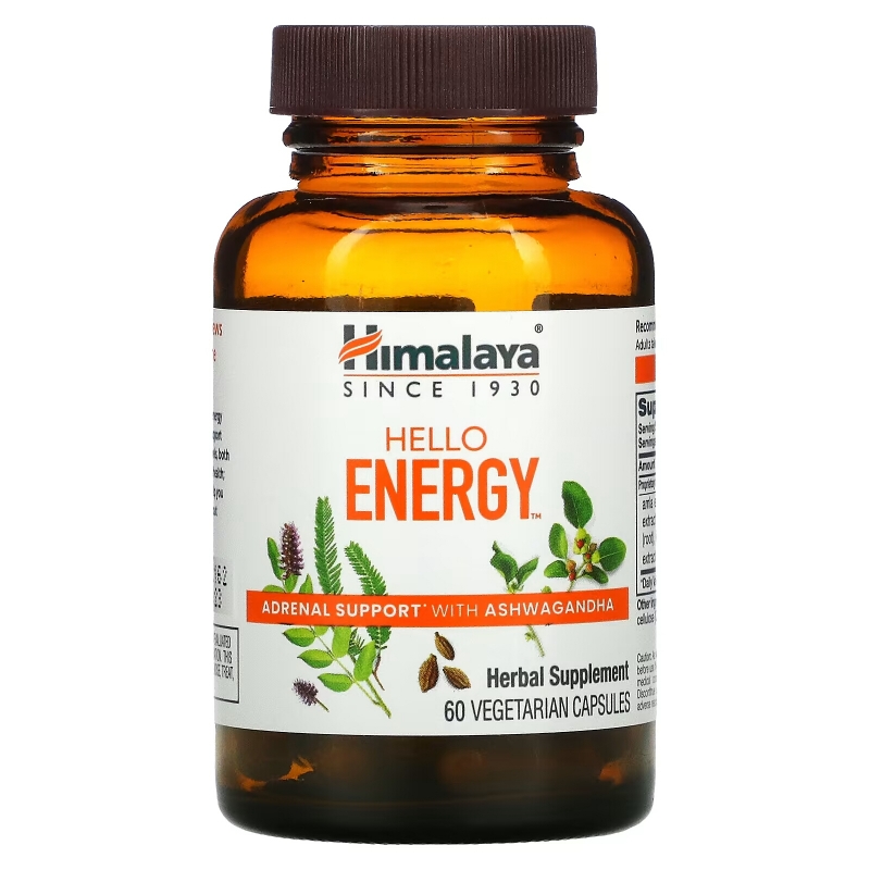 Himalaya, Hello Energy, Adrenal Support With Ashwagandha, 60 Vegetarian Capsules