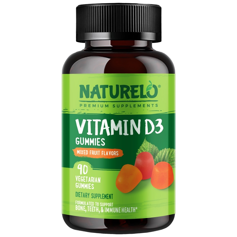 NATURELO, Vitamin D3 Gummies, Mixed Fruit Flavor, 90 Vegetarian Gummies