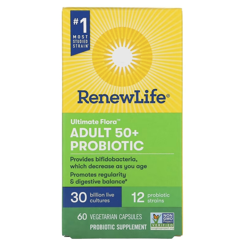 Renew Life, Ultimate Flora, Adult 50+ Probiotic, 30 Billion Live Cultures, 60 Vegetarian Capsules