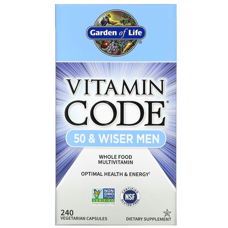 Garden of Life Vitamin Code для мужчин от 50-ти лет и старше 240 растительных капсул UltraZorbe