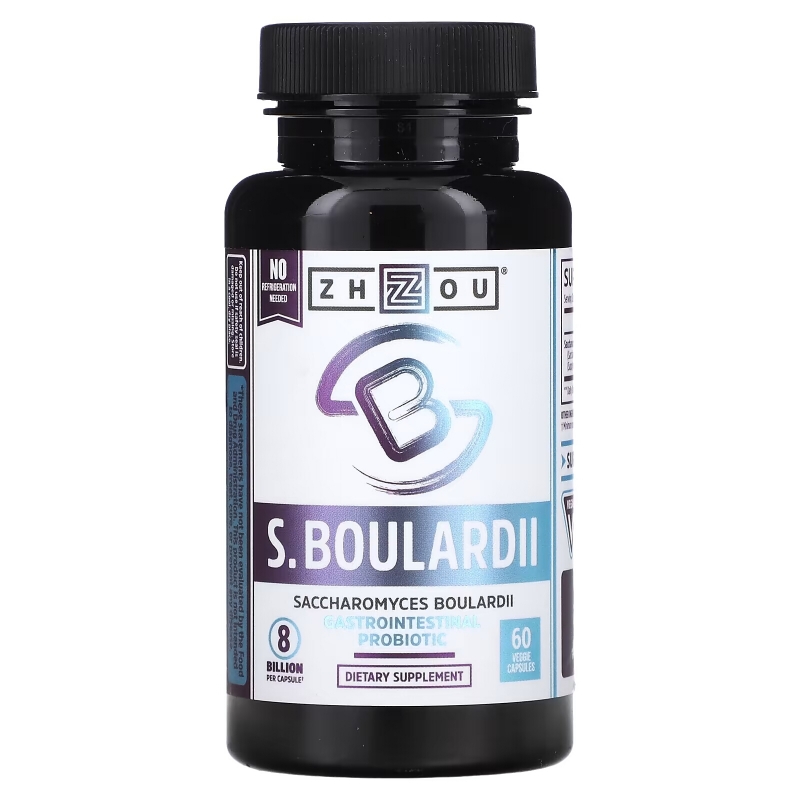 Zhou Nutrition, Saccharomyces Boulardii, Gastrointestinal Probiotic, 8 Billion, 60 Veggie Capsules