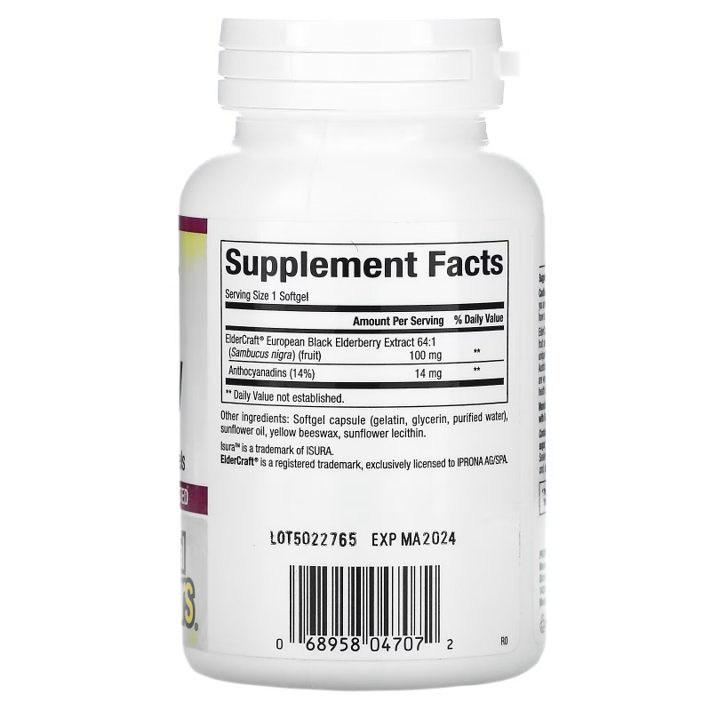 Natural Factors, Black Elderberry, 100 mg, 120 Fast-Acting Softgels