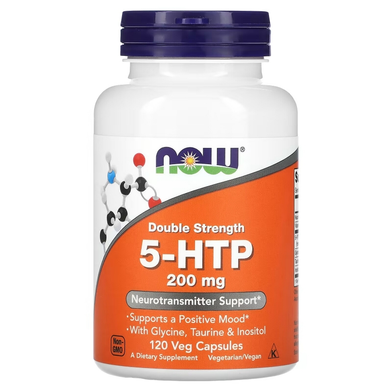 Now Foods, 5-HTP, двойная сила, 200 мг, 120 растительных капсул