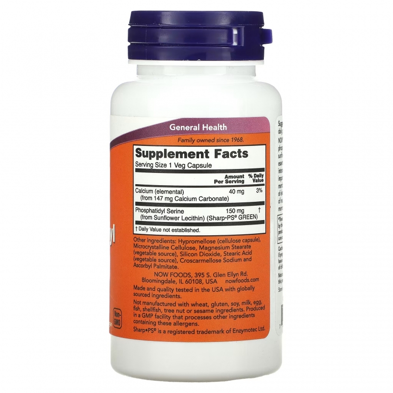 NOW Foods, Phosphatidyl Serine, Soy-Free, 150 mg, 60 Veg Capsules