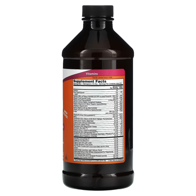 Now Foods Liquid Multi (Жидкая мульти-добавка) со вкусом диких ягод 16 жидких унций (473 мл)