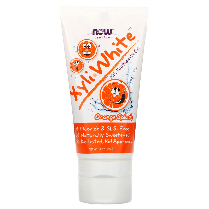 Now Foods Xyli White детская зубная паста-гель апельсиновый всплеск 3 унции (85 г)