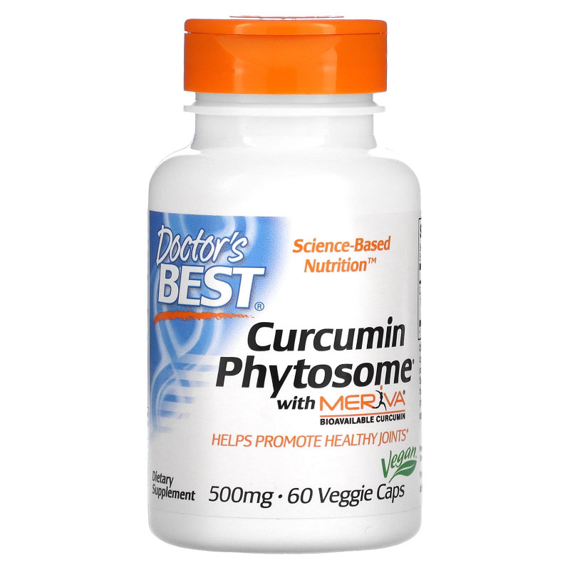 Doctor's Best, Curcumin Phytosome, с Meriva, 500 мг, 60 растительных капсул