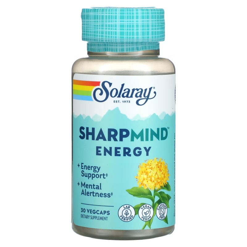 Solaray, SharpMind, Energy, 30 растительных капсул