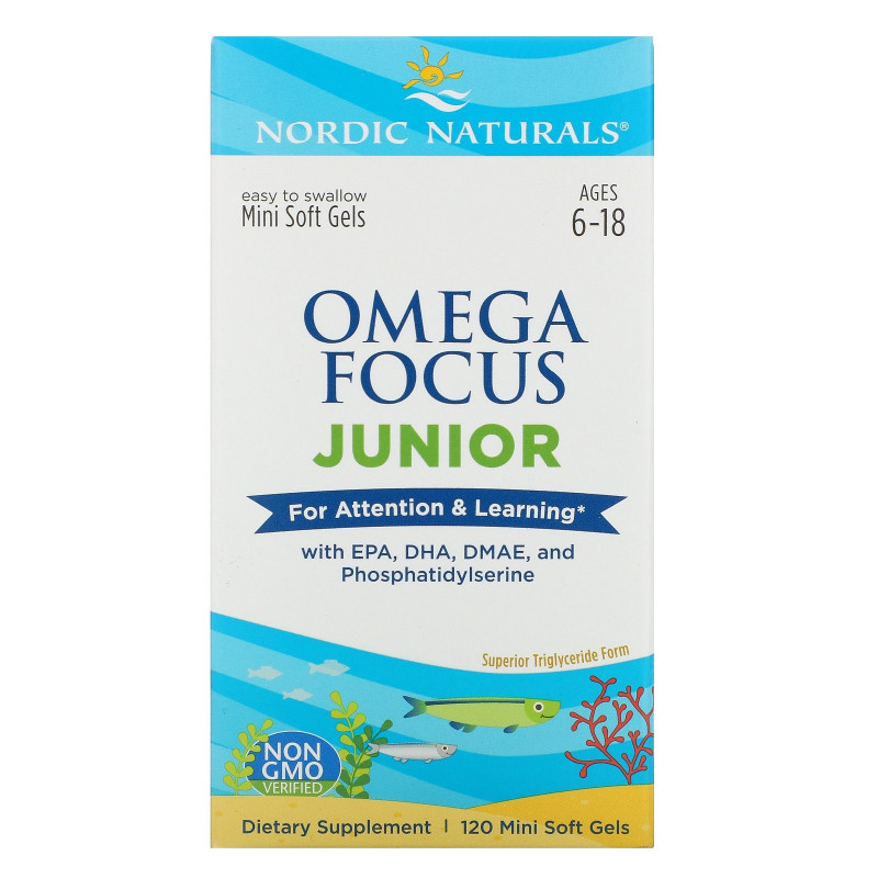 Nordic Naturals, Omega Focus Junior, 120 маленьких мягких капсул