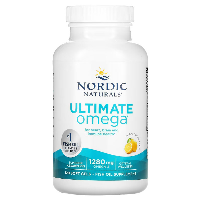 Nordic Naturals, Ultimate Omega, лимон, 1,280 мг, 120 желатиновых капсул