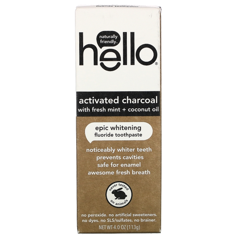 Hello, Activated Charcoal Epic Whitening Fluoride Toothpaste, 4.0 oz (113 g)