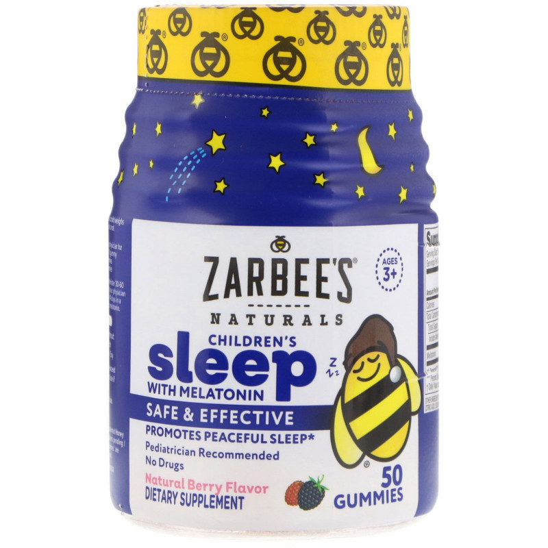 Zarbee's, Таблетки Children's Sleep с мелатонином со вкусом натуральных ягод, 50 жевательных таблеток