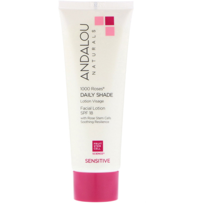 Andalou Naturals Daily Shade Facial Lotion with SPF 18 1000 Roses Sensitive 2.7 fl oz (80 ml)