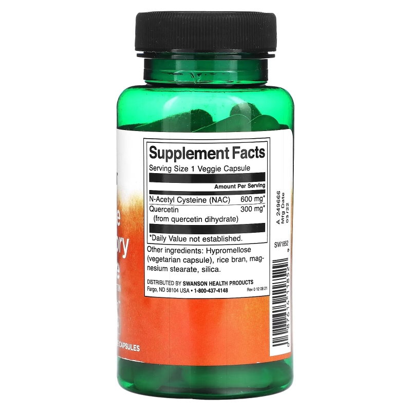 Swanson, Ultimate Respiratory Defense with NAC & Quercetin, 60 Veggie Capsules