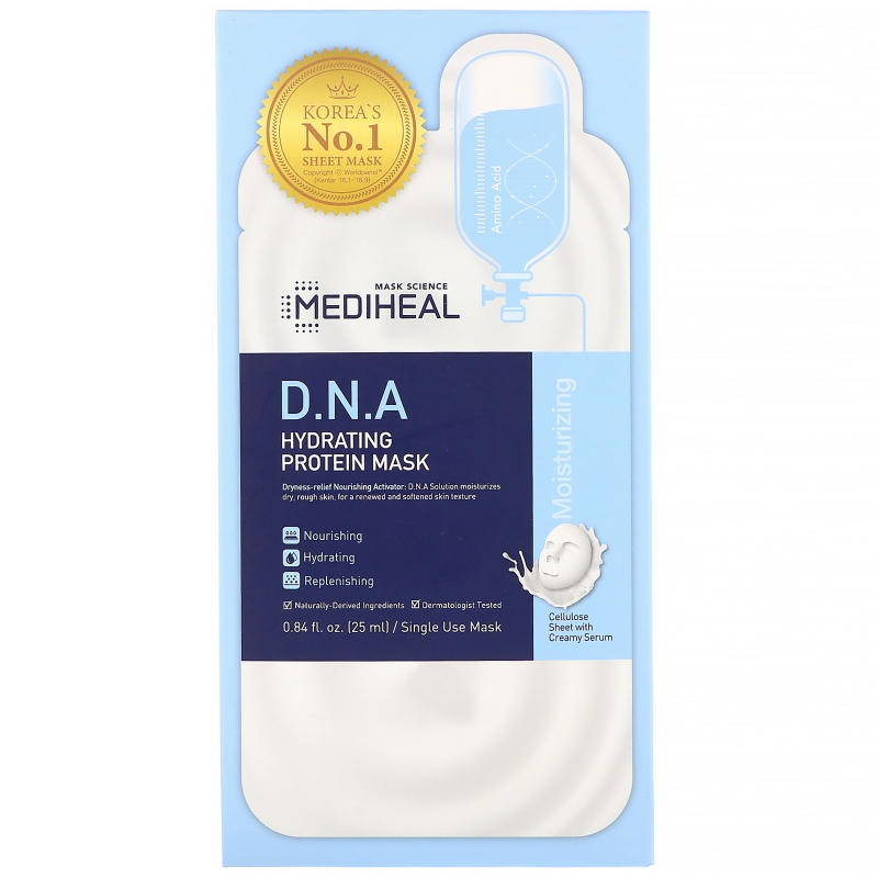 Mediheal, D.N.A Hydrating Protein Mask, 5 Sheets, 0.84 fl oz (25 ml) Each