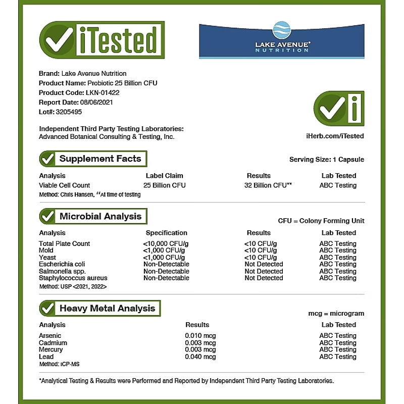 Lake Ave. Nutrition, Probiotic, 10 Strains, 25 Billion CFU, 60 Veggie Capsules