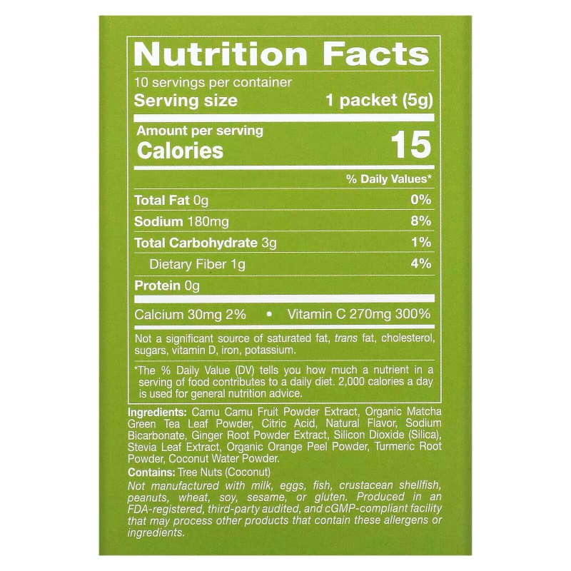 California Gold Nutrition, MATCHA ROAD, Matcha + Vitamin C - Citrus Ginger, 10 Count